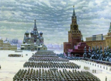 コンスタンチン・フョードロヴィッチ・ユオン Painting - 1941年11月7日 赤の広場での軍事パレード 1941年 コンスタンティン・ユオン